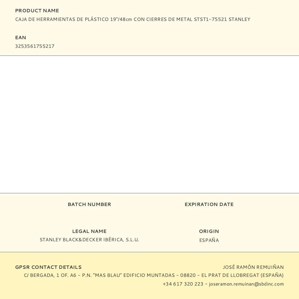 CAJA DE HERRAMIENTAS DE PLÁSTICO CON CIERRES DE METAL, 19 pulg / 48 cm gallery 1