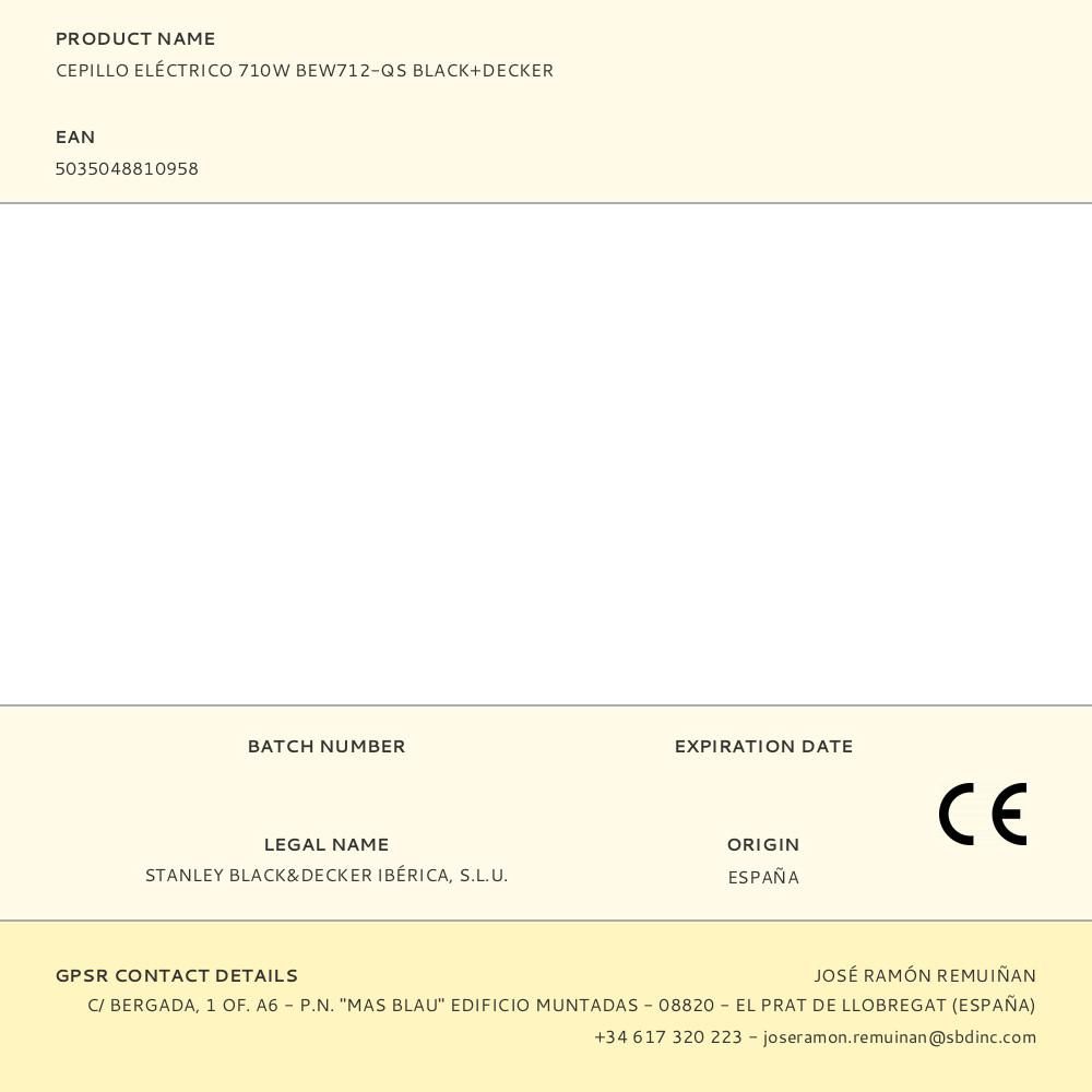 CEPILLO ELÉCTRICO 710W BEW712-QS BLACK+DECKER gallery 7