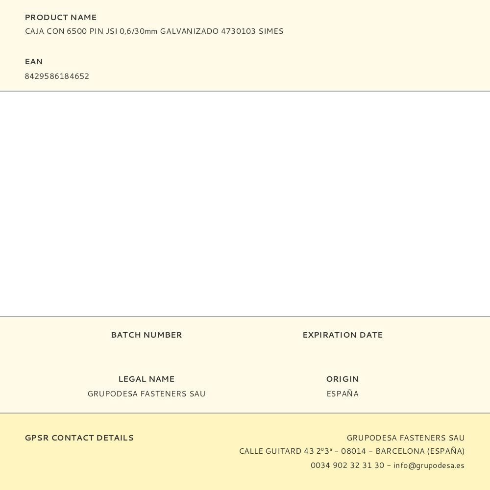 CAJA CON 6500 PIN JSI 0,6/30mm GALVANIZADO 4730103 SIMES gallery 1