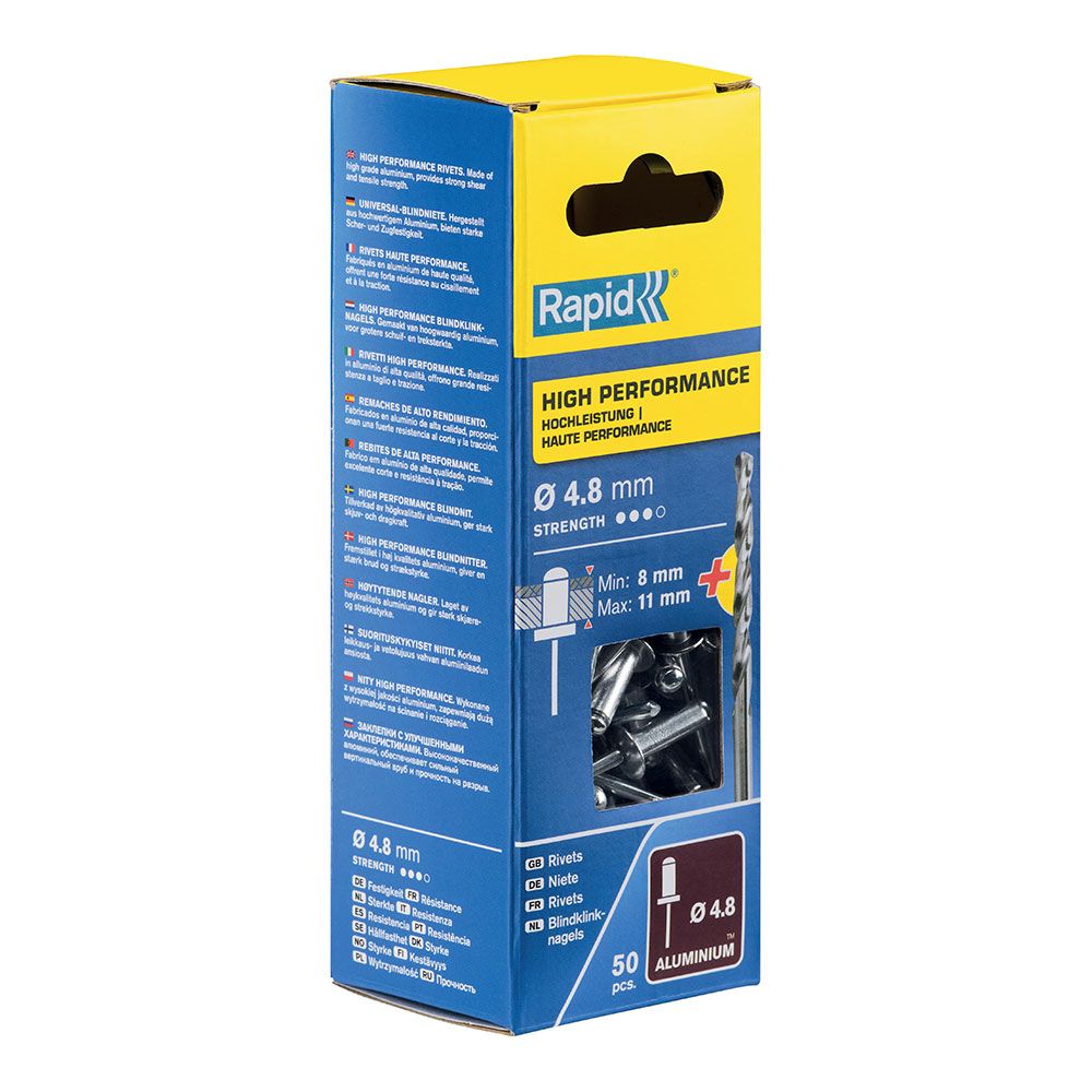 BLISTER 50 REMACHES Ø4.8x14mm. ALU+BROCA 5000389 RAPID