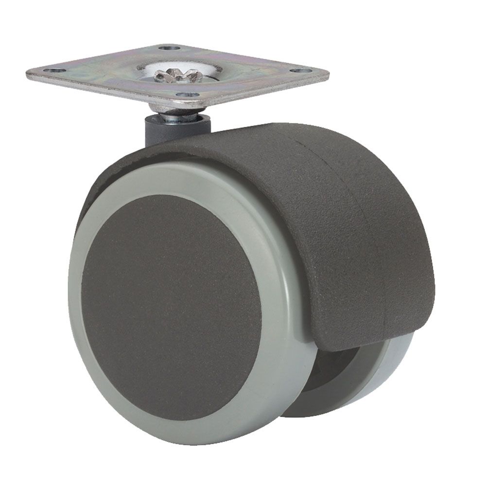 RUEDA GIRATORIA CON PLACA Y EJE LISO, COLOR NEGRO / GRIS, CARGA MÁX. 50 kg, 42 x 42 mm, Ø 5 cm