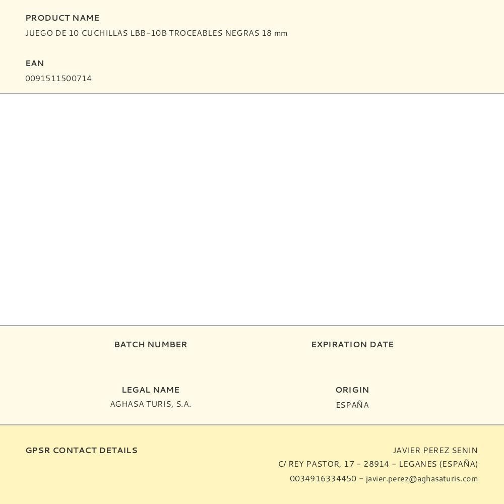 CUCHILLAS TROCEABLES NEGRAS 18 mm, JUEGO 10 uds gallery 1