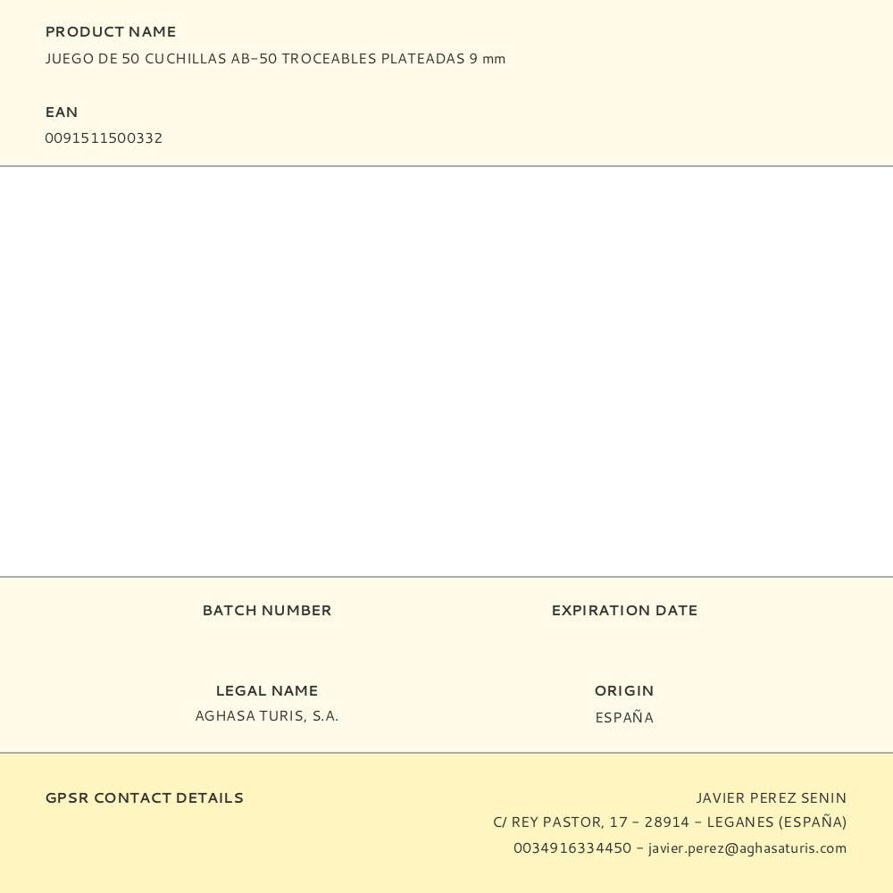 CUCHILLAS TROCEABLES PLATEADAS 9 mm, JUEGO 50 uds gallery 0