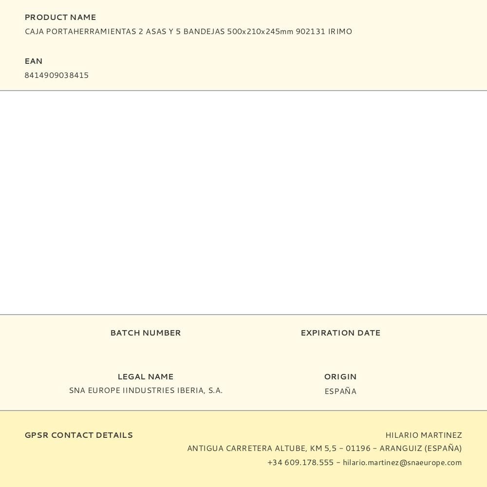 CAJA DE HERRAMIENTAS CON 2 ASAS Y 5 BANDEJAS 500 x 210 x 245 mm gallery 1