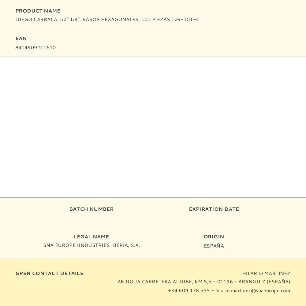 LLAVA DE CARRACA ½ Y ¼ pulg, VASOS HEXAGONALES ½ pulg 8-32 mm y ¼ pulg 4-13 mm, JUEGO 101 PIEZAS gallery 1