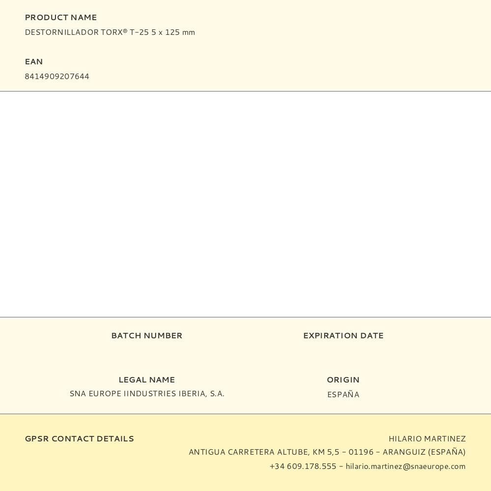 DESTORNILLADOR TORX® T-25 5 x 125 mm gallery 0