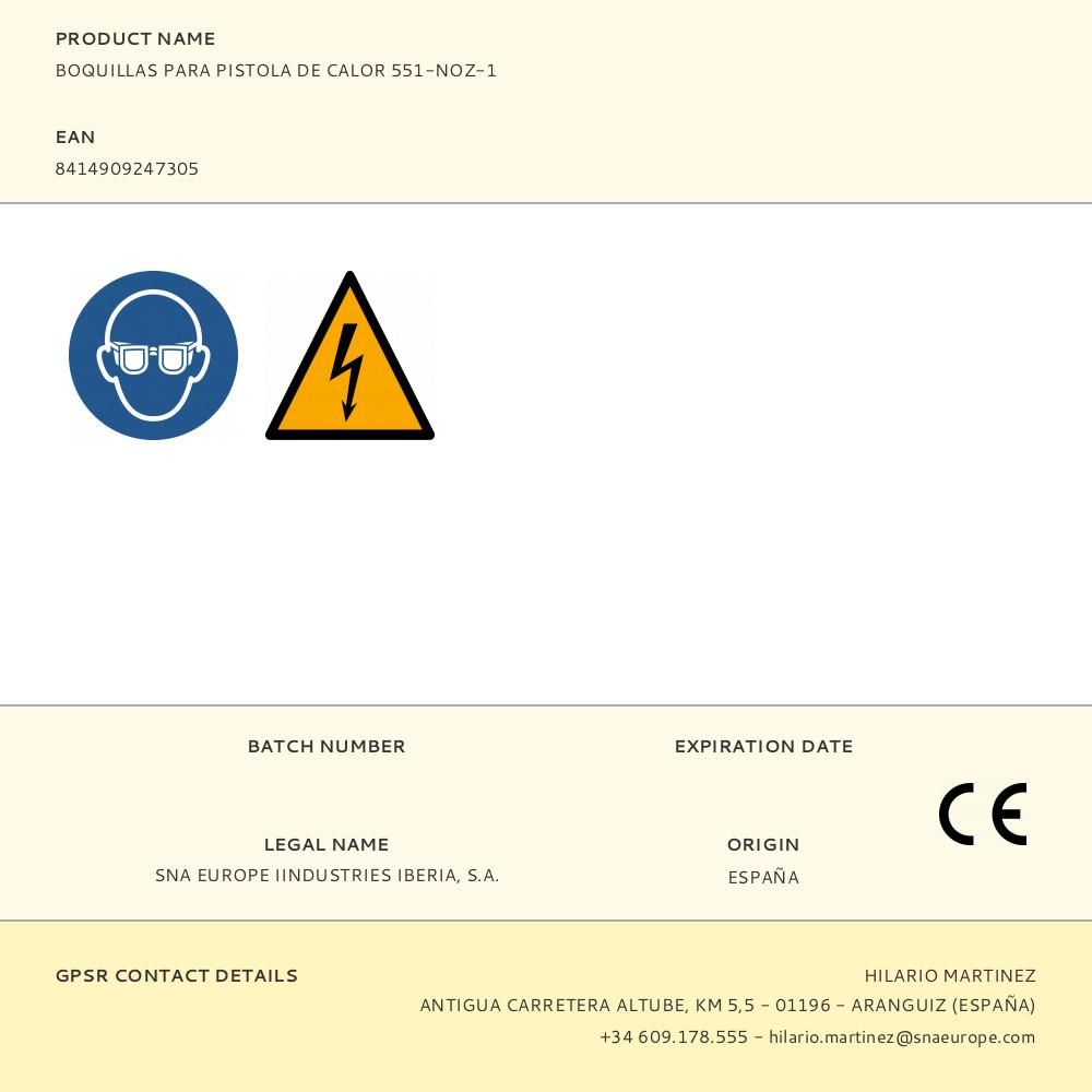 BOQUILLAS PARA PISTOLA DE CALOR 551-NOZ-1 gallery 0