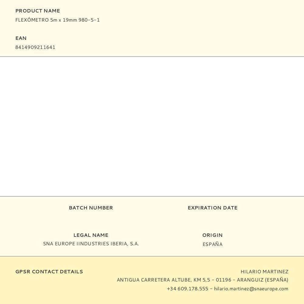 FLEXÓMETRO CLASE II, 5 m x 19 mm gallery 0