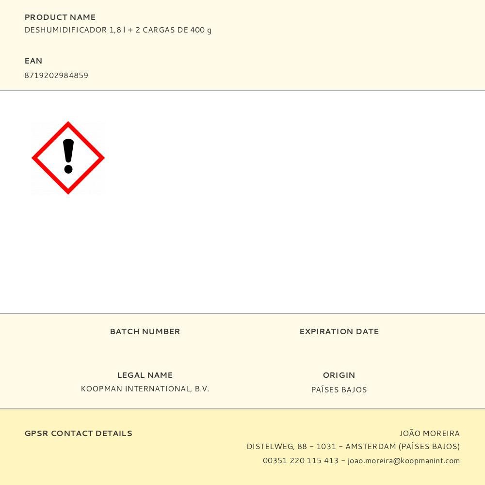 DESHUMIDIFICADOR 1,8 l + 2 CARGAS DE 400 g gallery 0