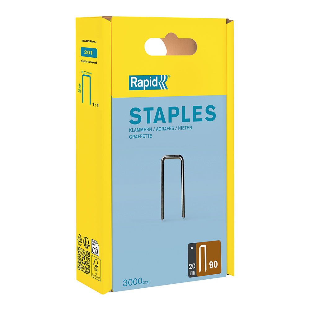 GRAPA ESTRECHA SERIE 90 / 20 mm GALVANIZADA, 3000 uds