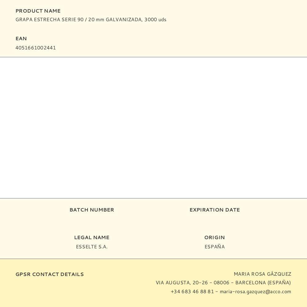 GRAPA ESTRECHA SERIE 90 / 20 mm GALVANIZADA, 3000 uds gallery 0