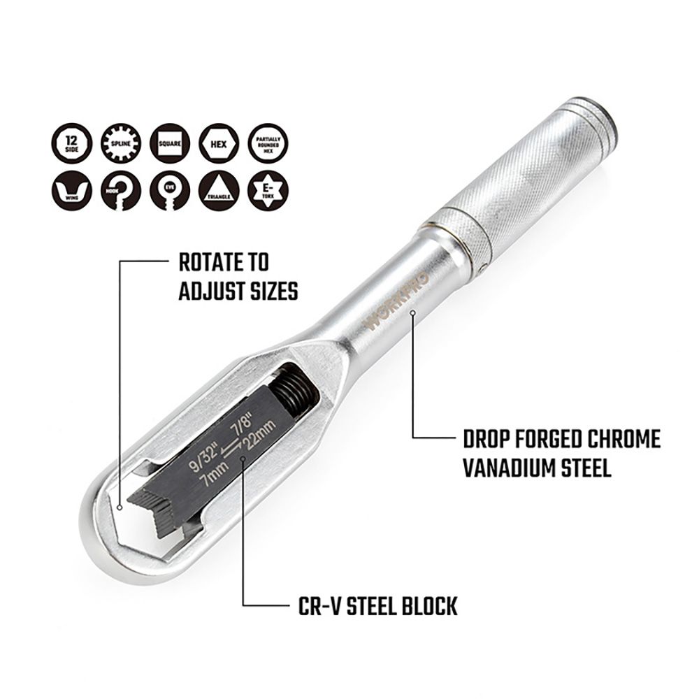 LLAVE AJUSTABLE UNIVERSAL, MÉTRICA Y SAE - 7 - 22 mm gallery 0