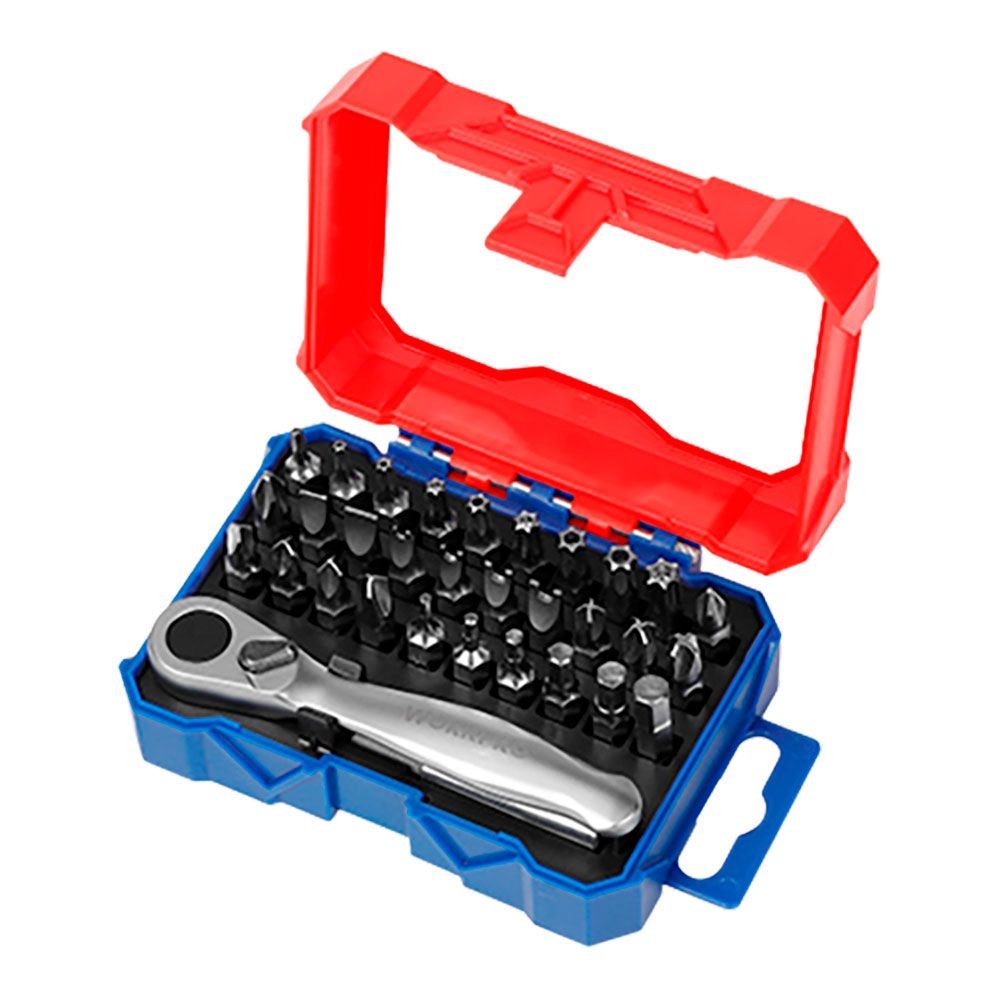 LLAVE DE CARRACA MINI Y PUNTAS ¼ pulg, JUEGO 32 PIEZAS