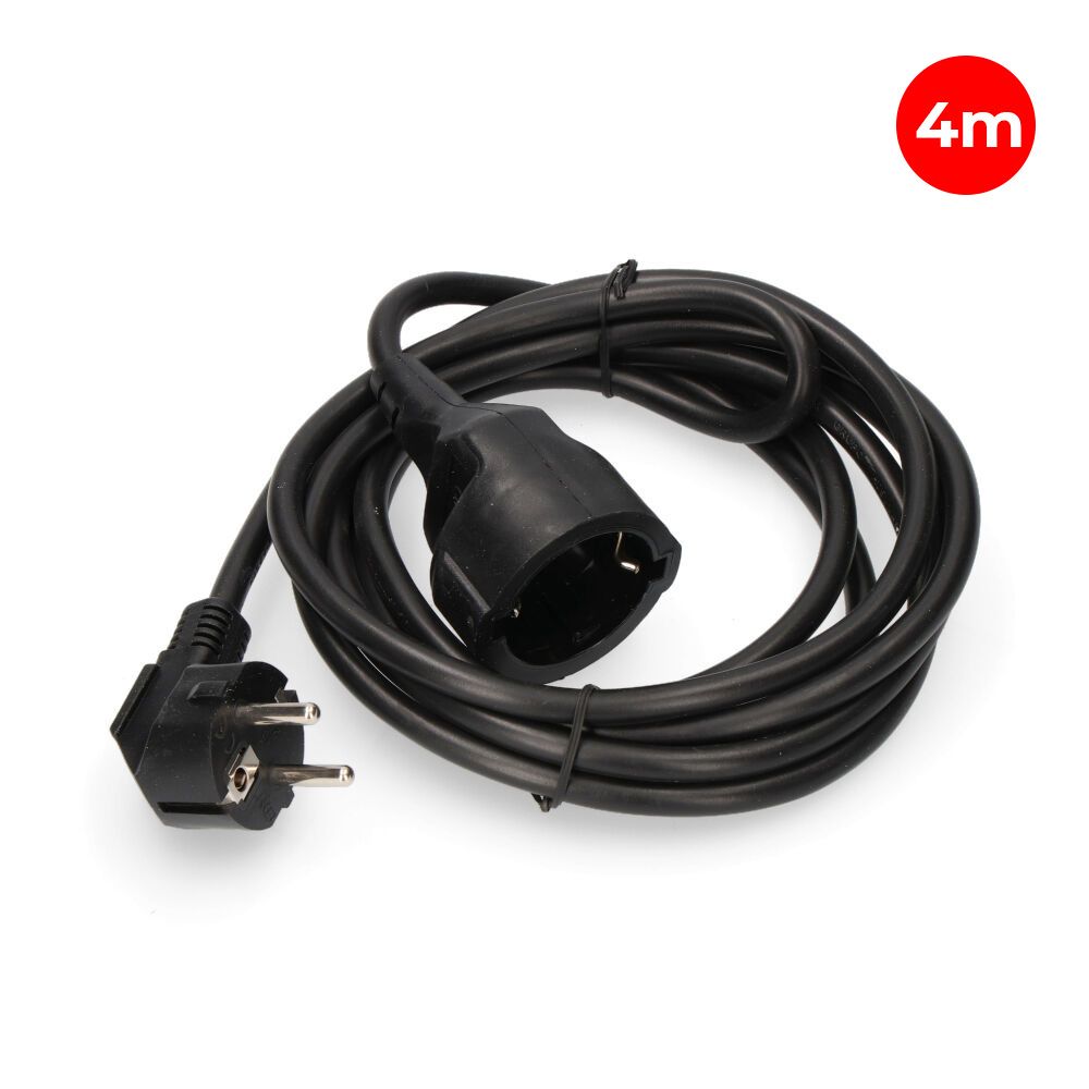 PROLONGADOR CON 1 TOMA 2P+T 16A 250V~ 4 m DE CABLE H05VV-F 3G1,5mm², NEGRO