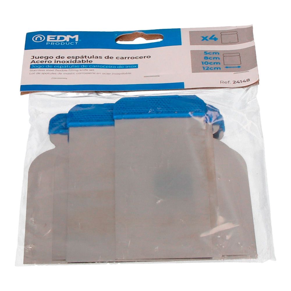 ESPÁTULAS DE CARROCERO ACERO INOXIDABLE, JUEGO 4 PIEZAS - 5 cm, 8 cm, 10 cm, 12 cm gallery 0