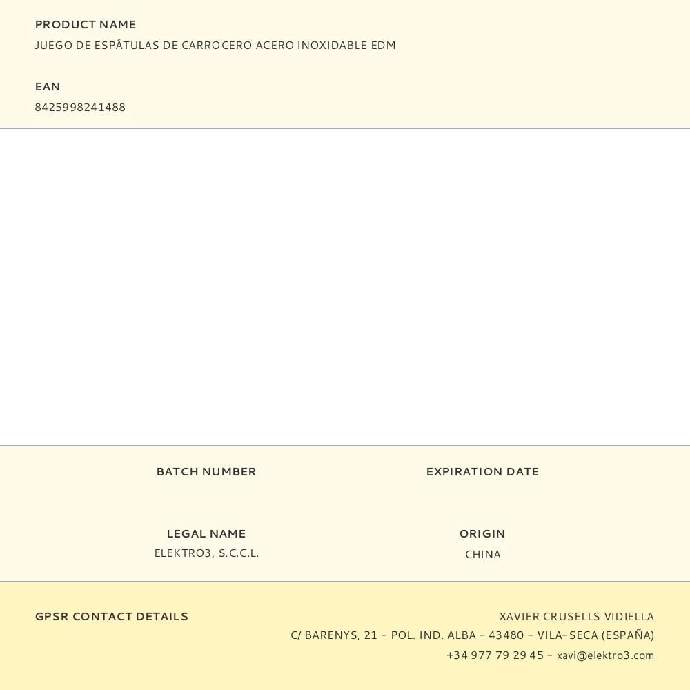 ESPÁTULAS DE CARROCERO ACERO INOXIDABLE, JUEGO 4 PIEZAS - 5 cm, 8 cm, 10 cm, 12 cm gallery 1