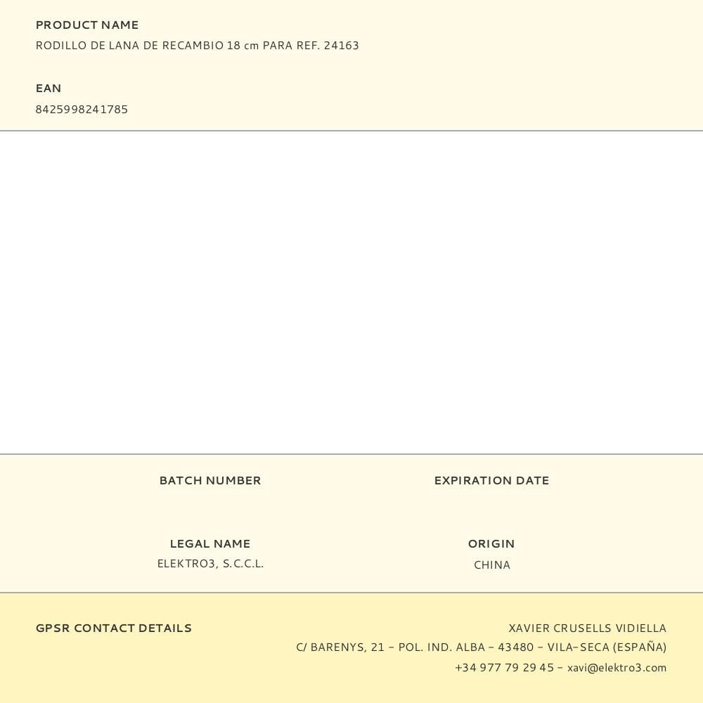 RODILLO DE LANA DE RECAMBIO 18 cm PARA REF. 24163 gallery 1