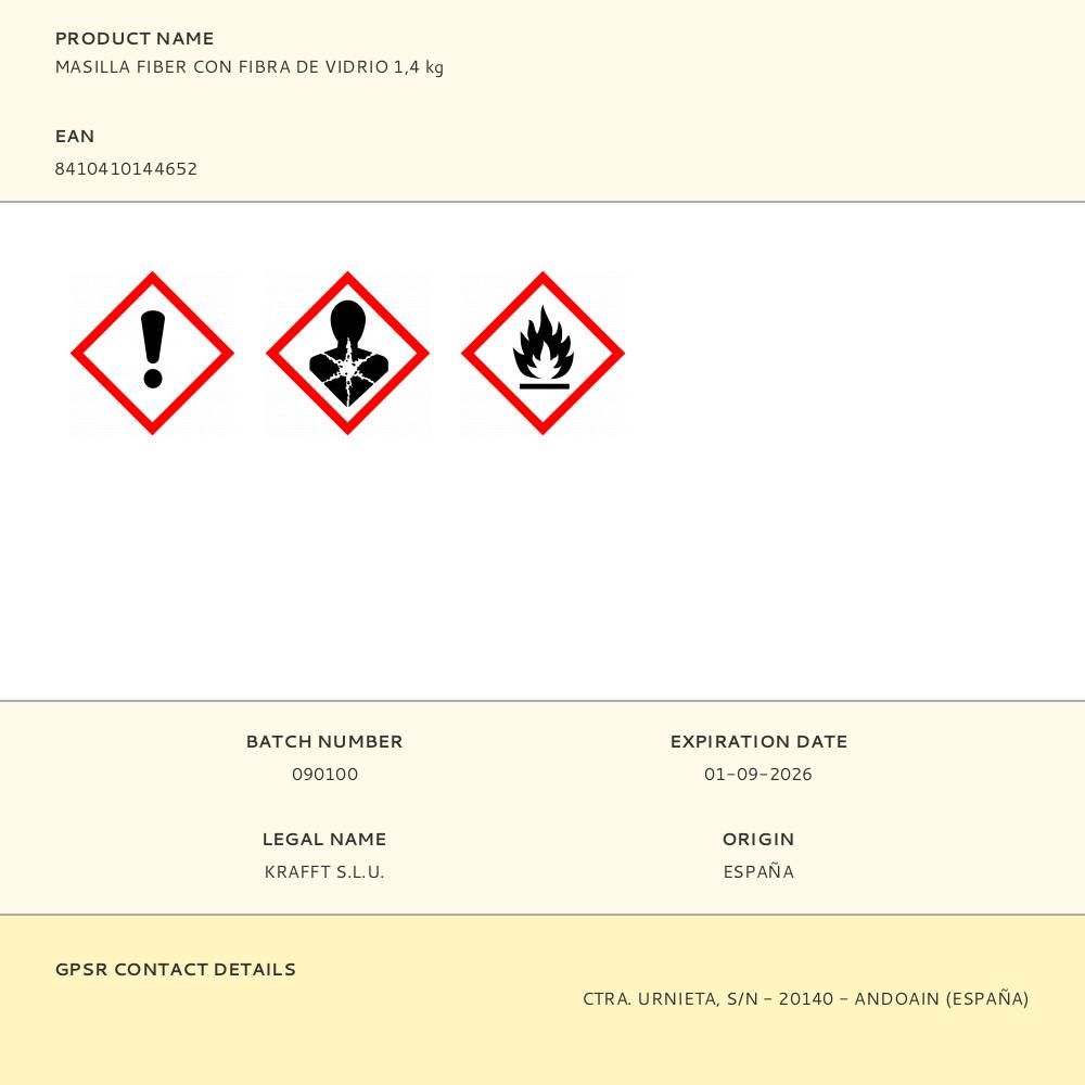 MASILLA FIBER CON FIBRA DE VIDRIO 1,4 kg gallery 0