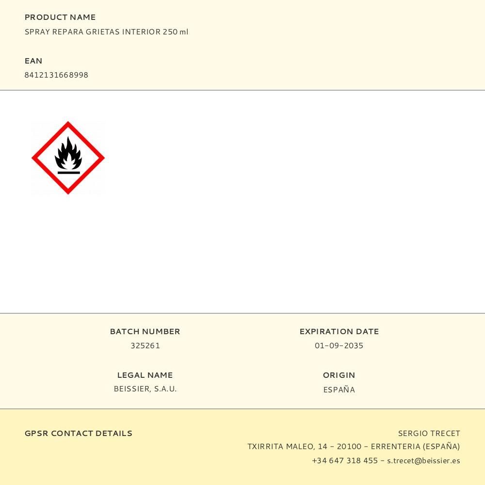 SPRAY REPARA GRIETAS INTERIOR 250 ml gallery 0