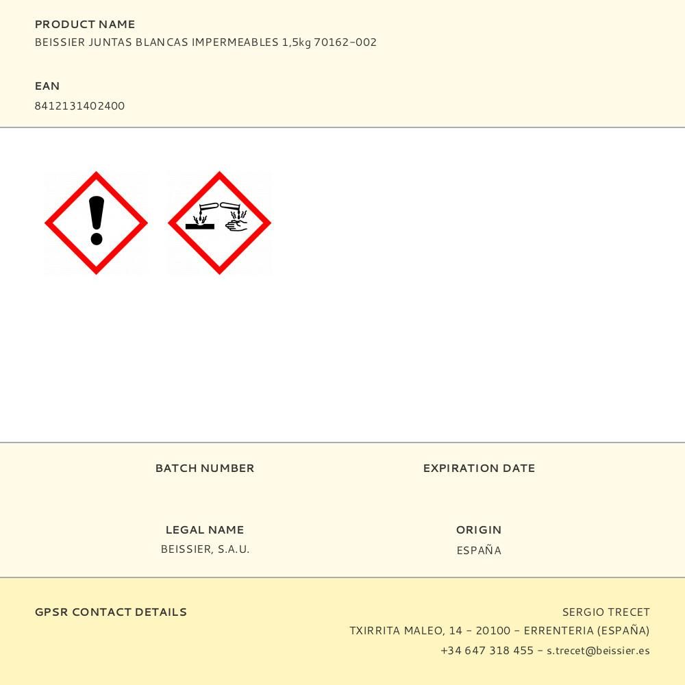 MASILLA PARA JUNTAS BLANCAS IMPERMEABLES 1,5 kg gallery 0