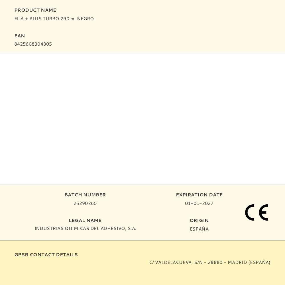 FIJA + PLUS TURBO 290 ml NEGRO gallery 0