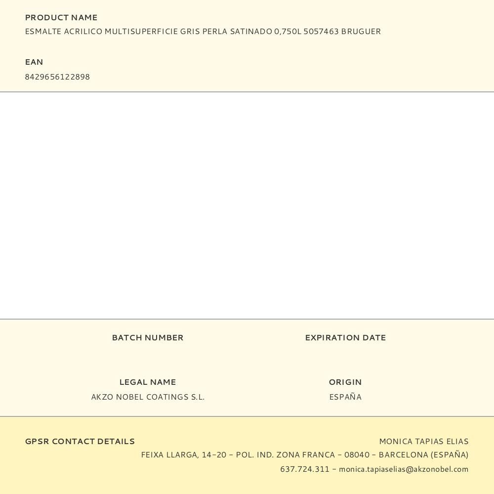 ESMALTE ACRILICO MULTISUPERFICIE GRIS PERLA SATINADO 750 ml gallery 0