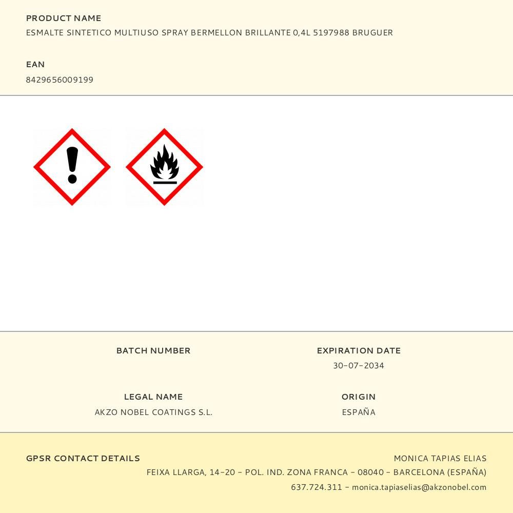 ESMALTE SINTÉTICO MULTIUSO SPRAY BERMELLON BRILLANTE 400 ml gallery 0