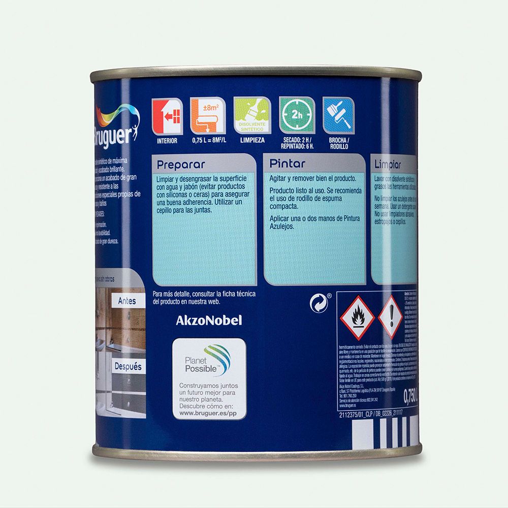 PINTURA AZULEJOS BLANCO HARINA BRILLANTE 750 ml gallery 0