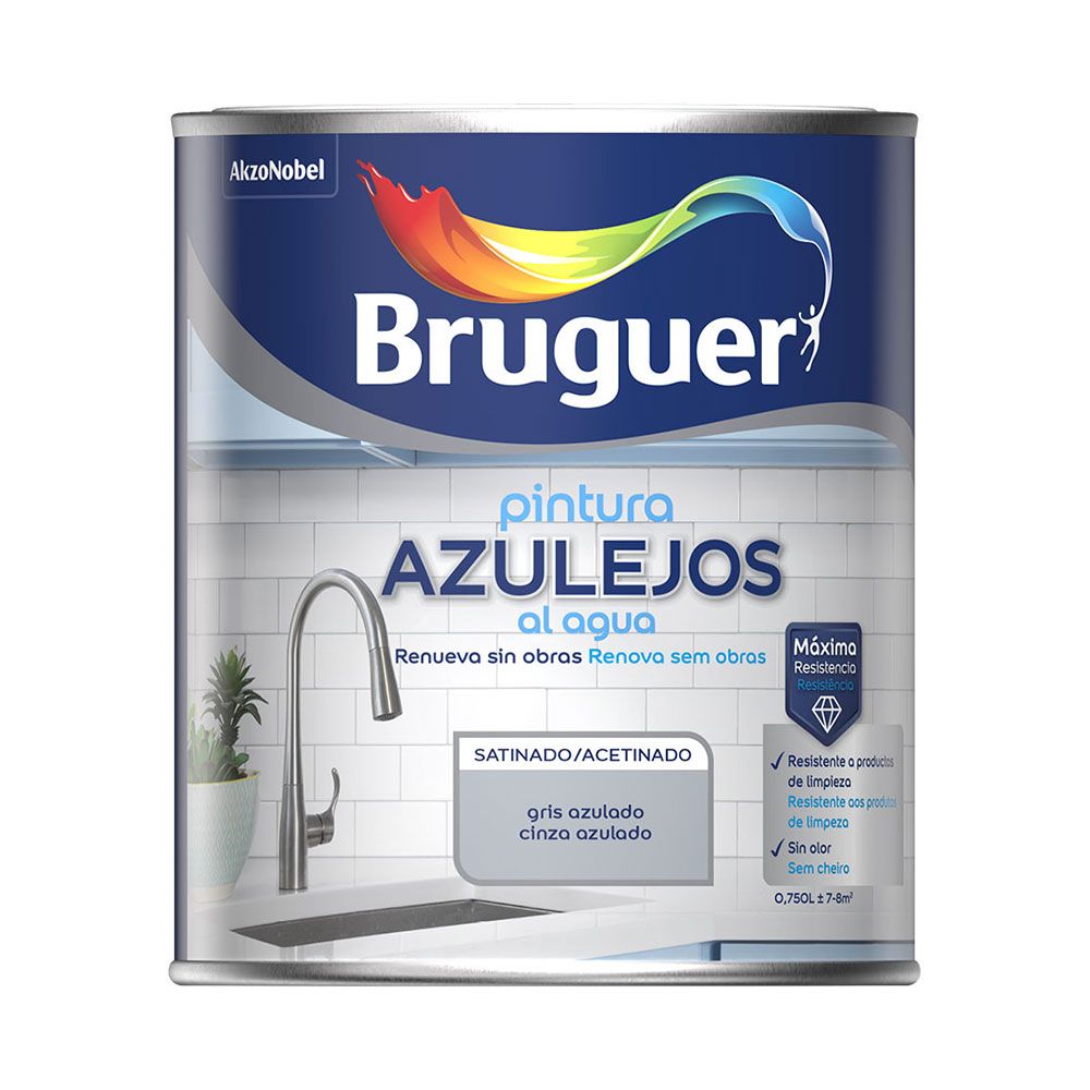 PINTURA AZULEJOS AL AGUA GRIS AZULADO SATINADO 750 ml