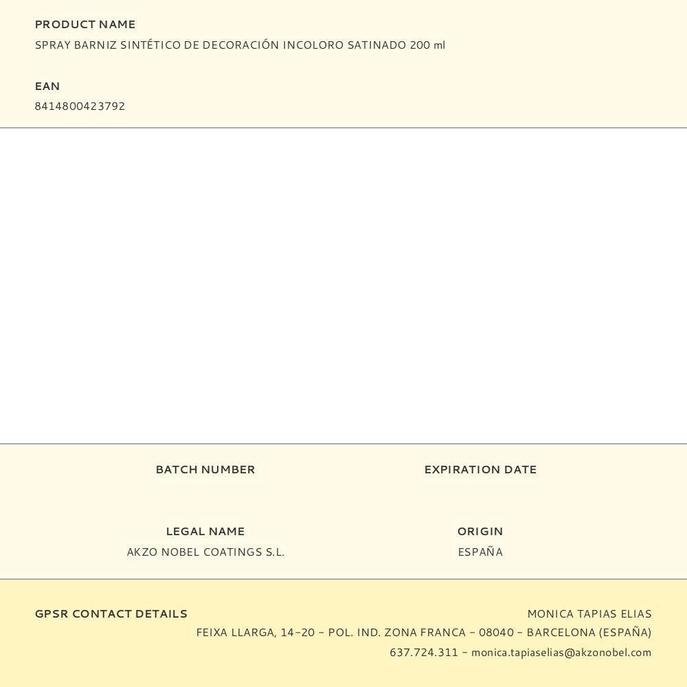 SPRAY BARNIZ SINTÉTICO DE DECORACIÓN INCOLORO SATINADO 200 ml gallery 0