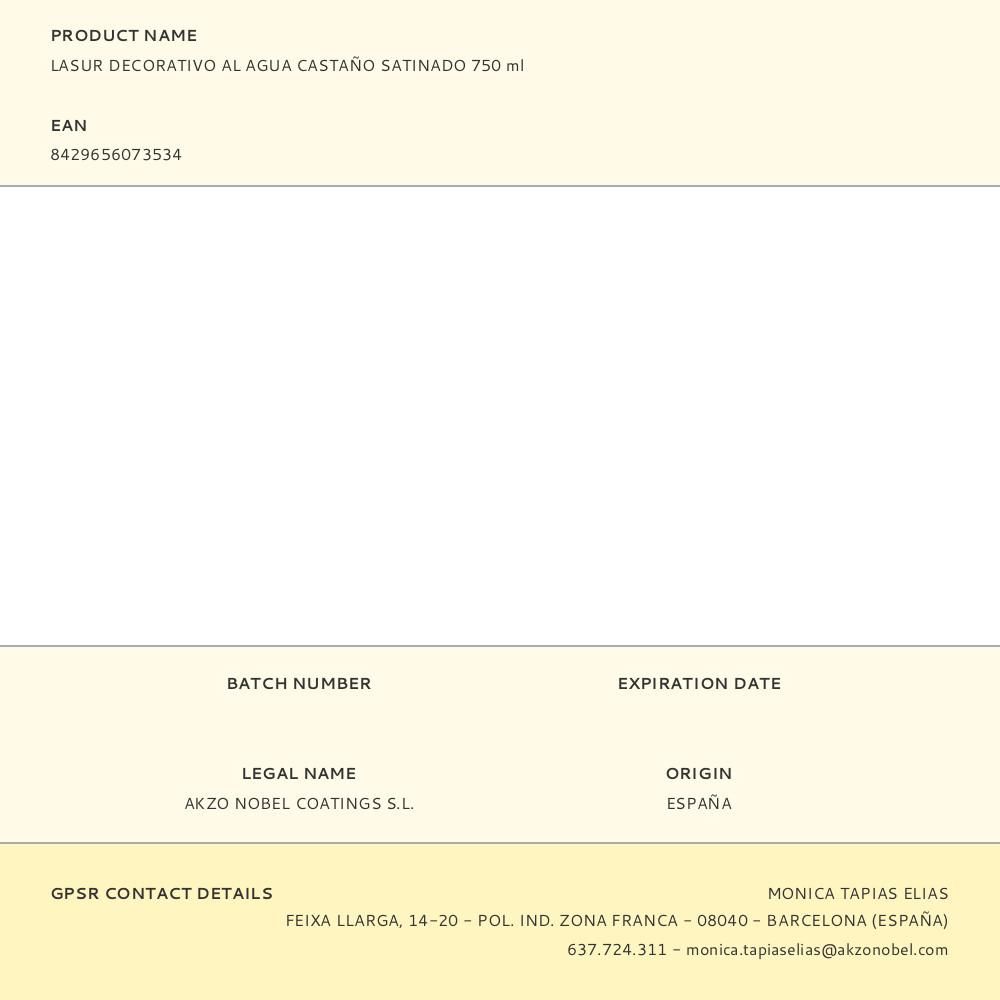 LASUR DECORATIVO AL AGUA CASTAÑO SATINADO 750 ml gallery 0