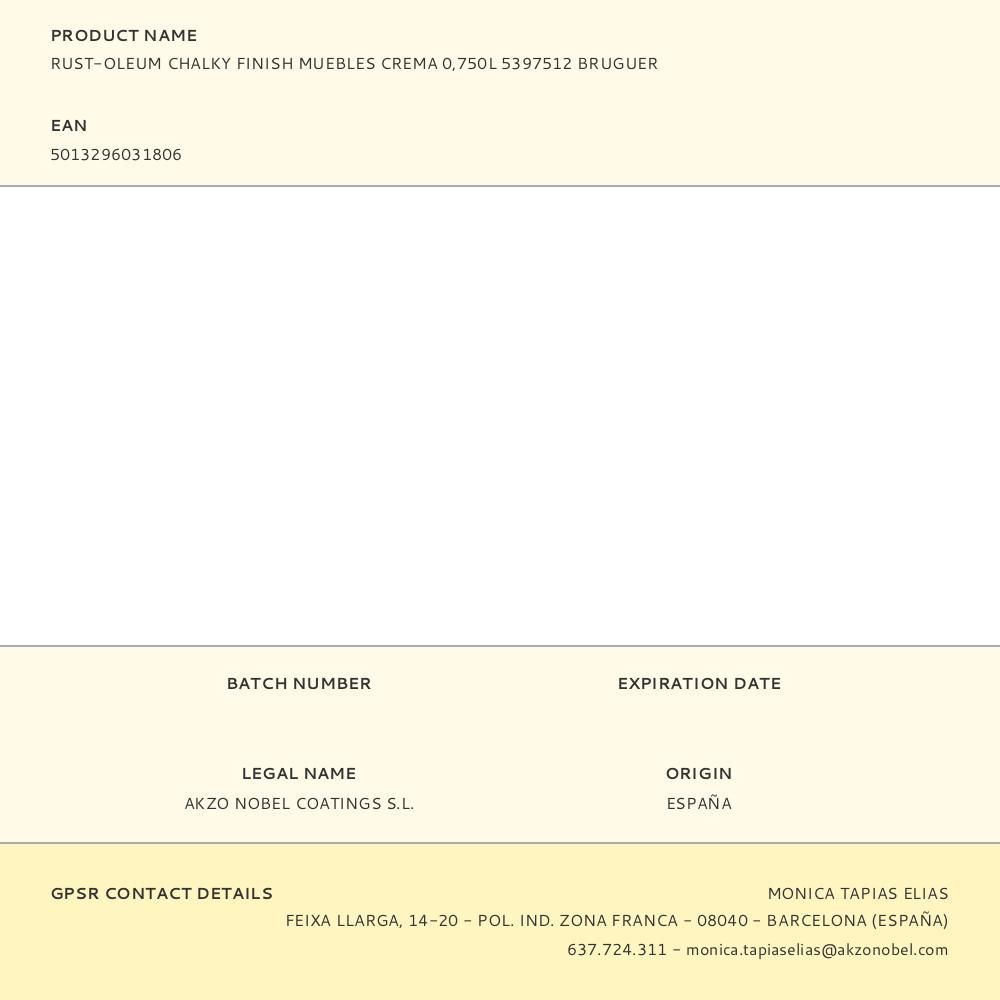 RUST-OLEUM CHALKY FINISH MUEBLES CREMA 750 ml gallery 1