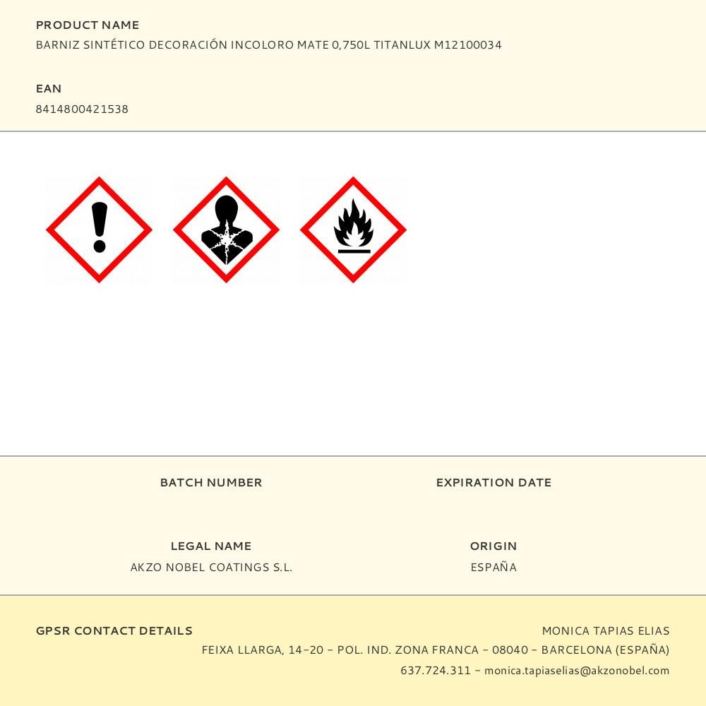 BARNIZ SINTÉTICO DECORACIÓN INCOLORO MATE 750 ml gallery 0