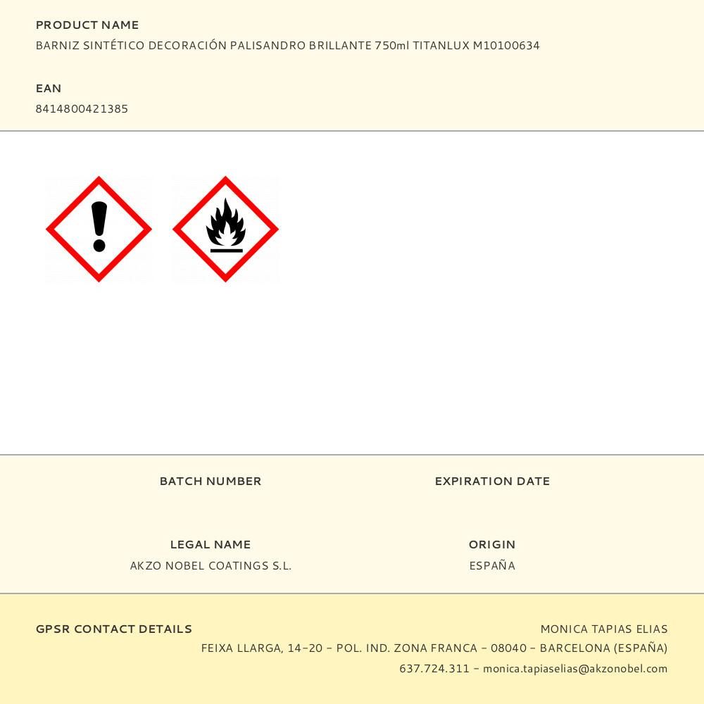 BARNIZ SINTÉTICO DECORACIÓN PALISANDRO BRILLANTE 750 ml gallery 0