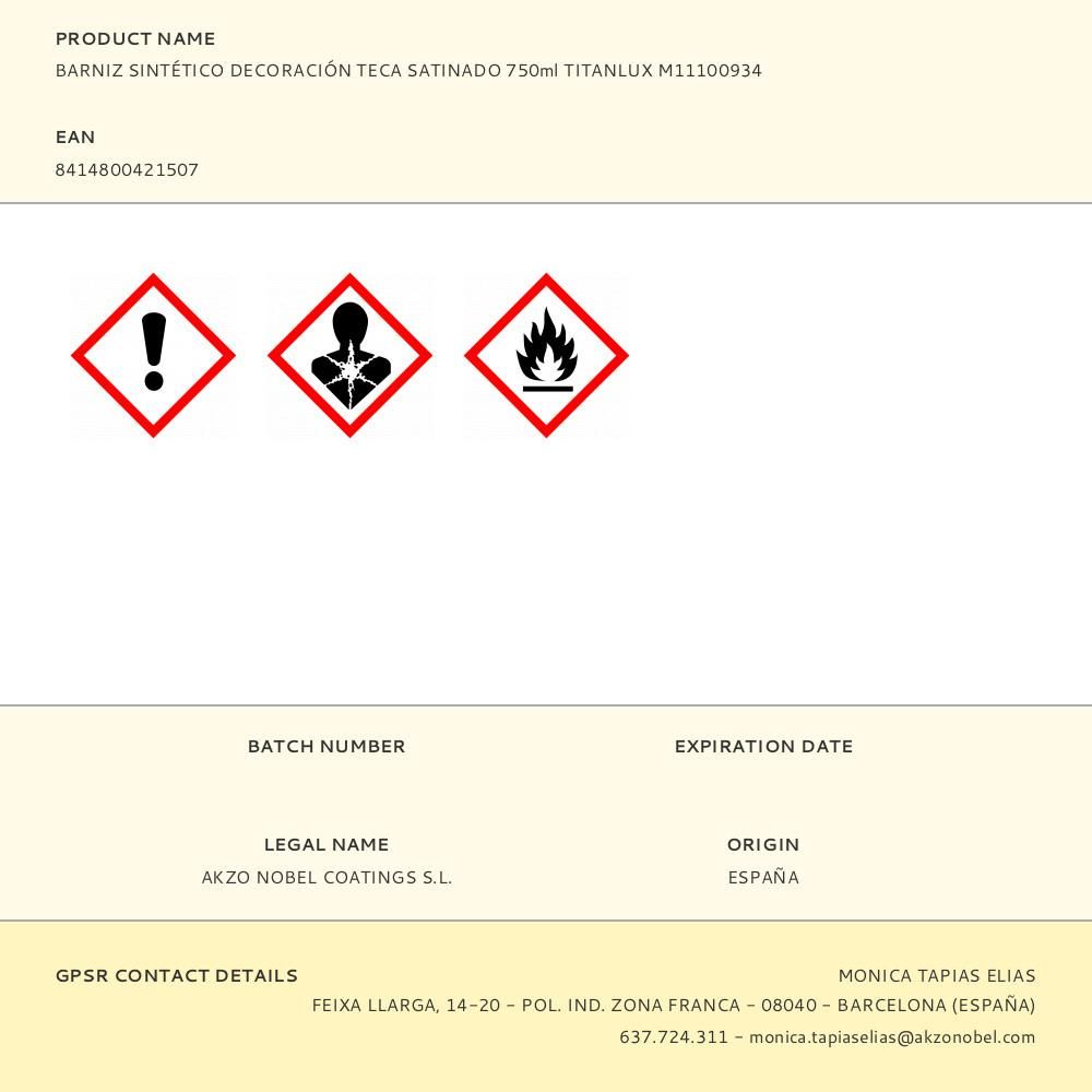 BARNIZ SINTÉTICO DECORACIÓN TECA SATINADO 750 ml gallery 0
