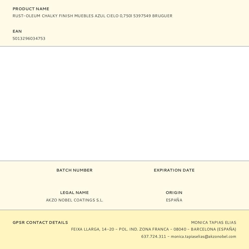 RUST-OLEUM CHALKY FINISH MUEBLES AZUL CIELO 750 ml gallery 1