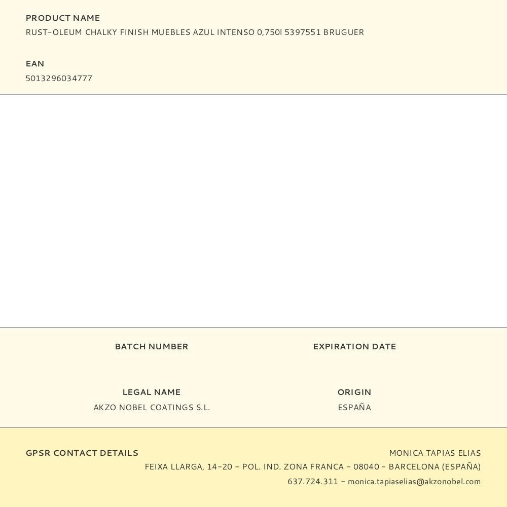 RUST-OLEUM CHALKY FINISH MUEBLES AZUL INTENSO 750 ml gallery 1