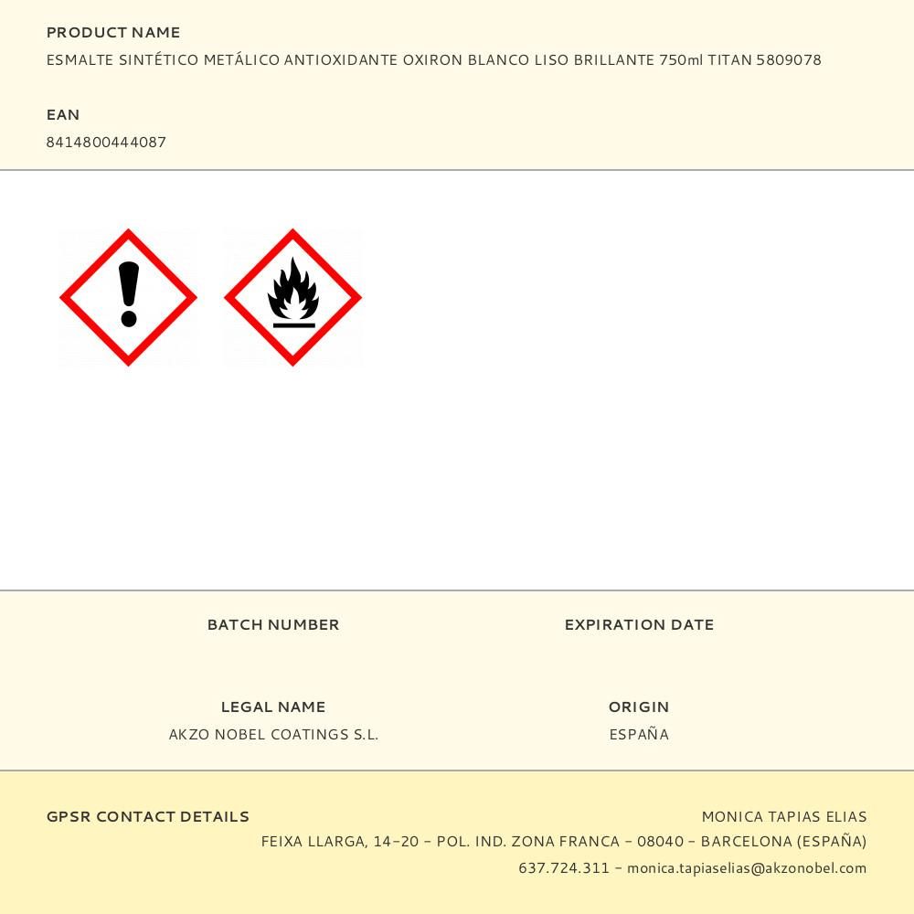 ESMALTE SINTÉTICO METÁLICO ANTIOXIDANTE BLANCO LISO BRILLANTE 750 ml gallery 0