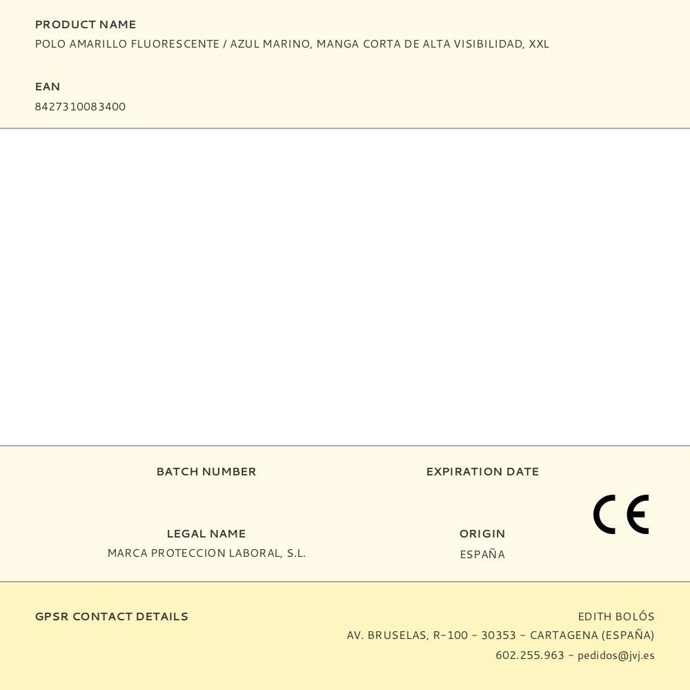 POLO AMARILLO FLUORESCENTE / AZUL MARINO, MANGA CORTA DE ALTA VISIBILIDAD, XXL gallery 0
