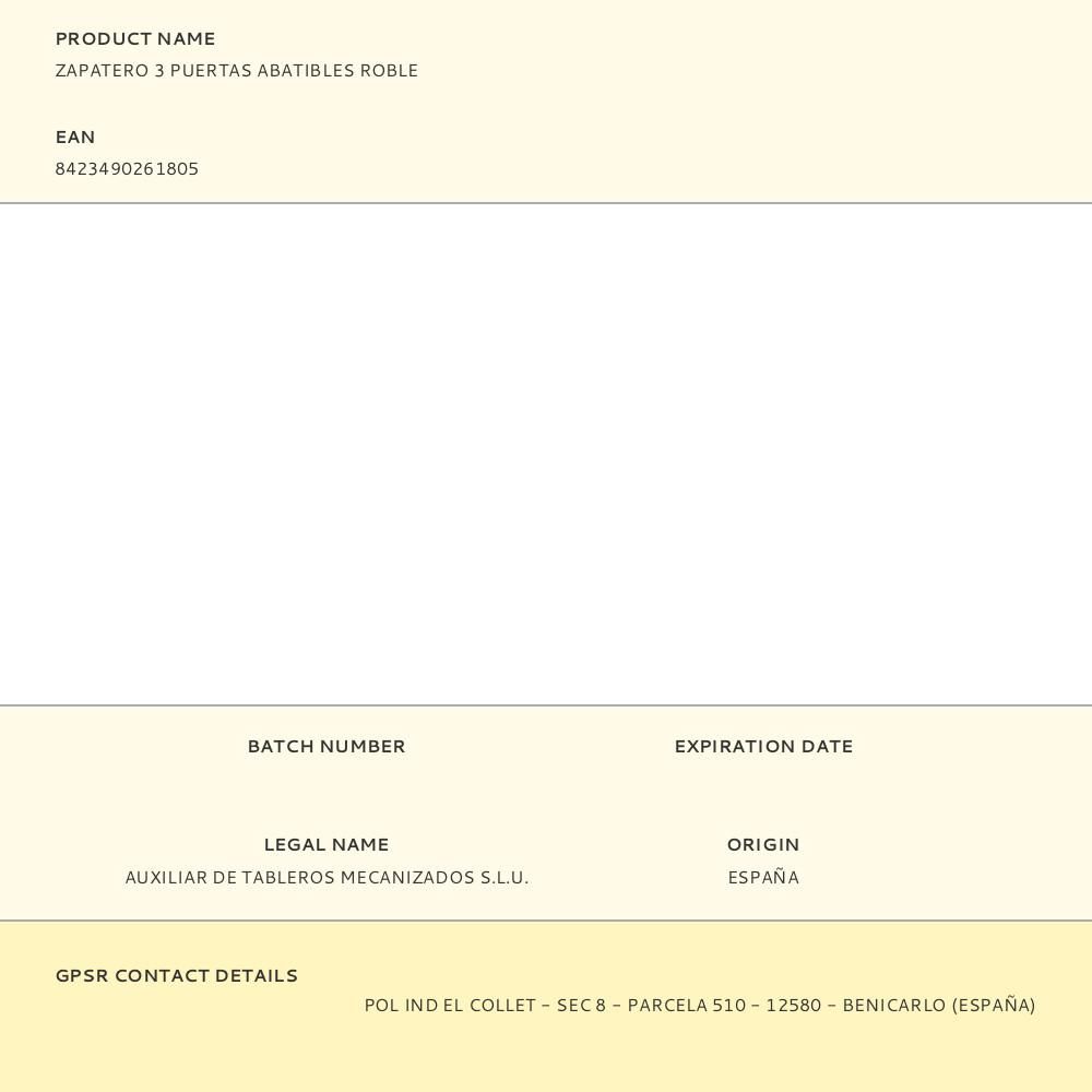 ZAPATERO 3 PUERTAS ABATIBLES ROBLE gallery 4