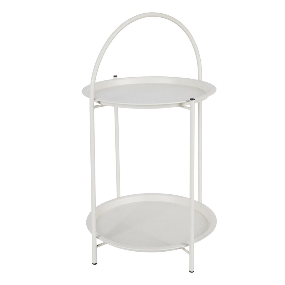 MESA AUXILIAR DE METAL BLANCO Ø40 x 66 cm