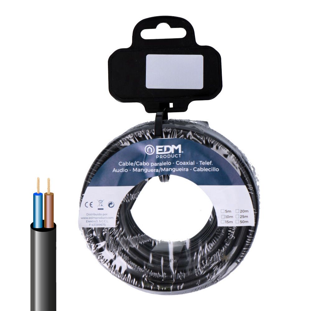 CARRETE MANGUERA TUBULAR VV-K06/1KV 2 x 1,50 mm², NEGRA, 15 m