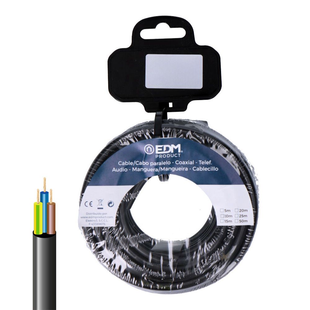 CARRETE MANGUERA TUBULAR H05VV-F 3 G 1,00 mm² NEGRA, 50 m