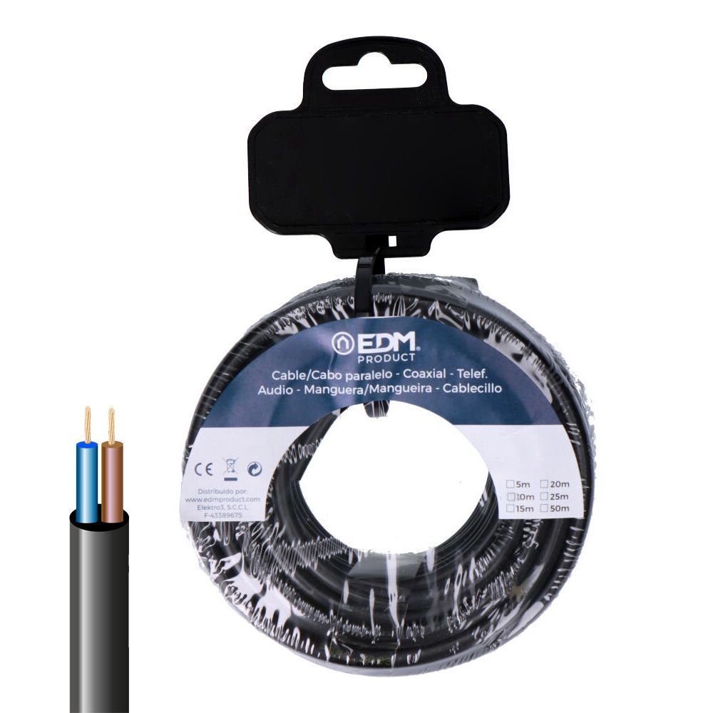 CARRETE MANGUERA TUBULAR H05VV-F 2 x 0,75 mm² NEGRA, 20 m