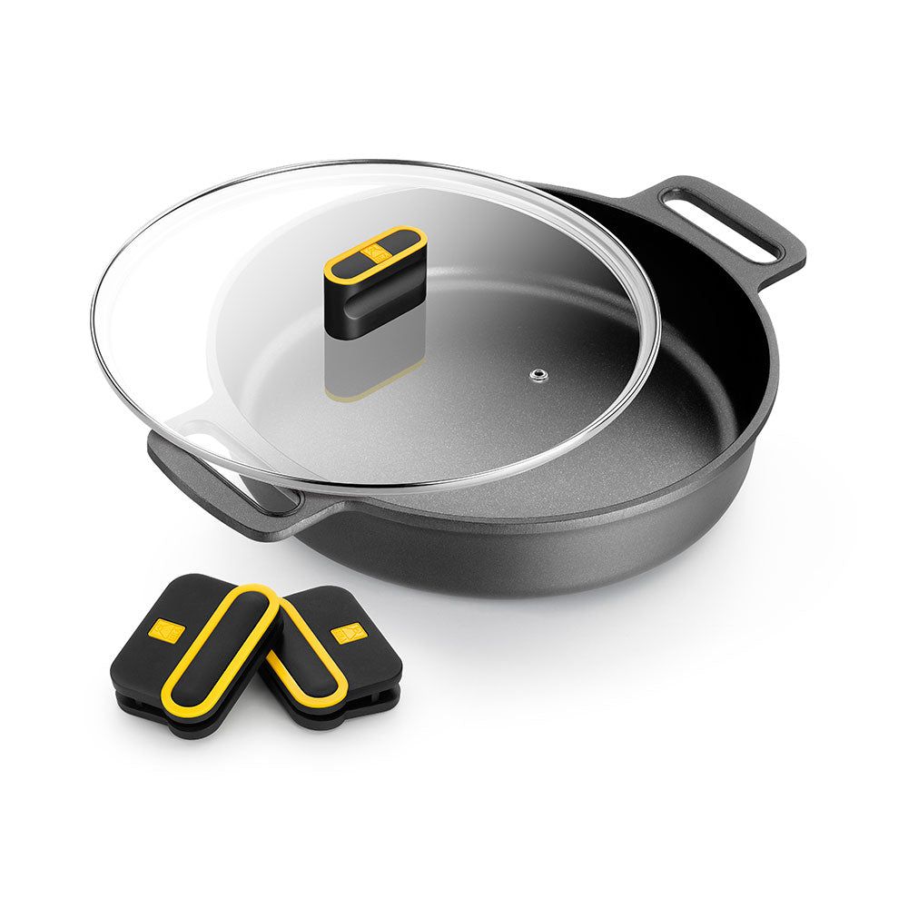 OLLA BAJA DE ALUMINIO FUNDIDO CON ANTIADHERENTE TRICAPA CON TAPA DE CRISTAL, DAILY PRO, Ø28 cm gallery 0