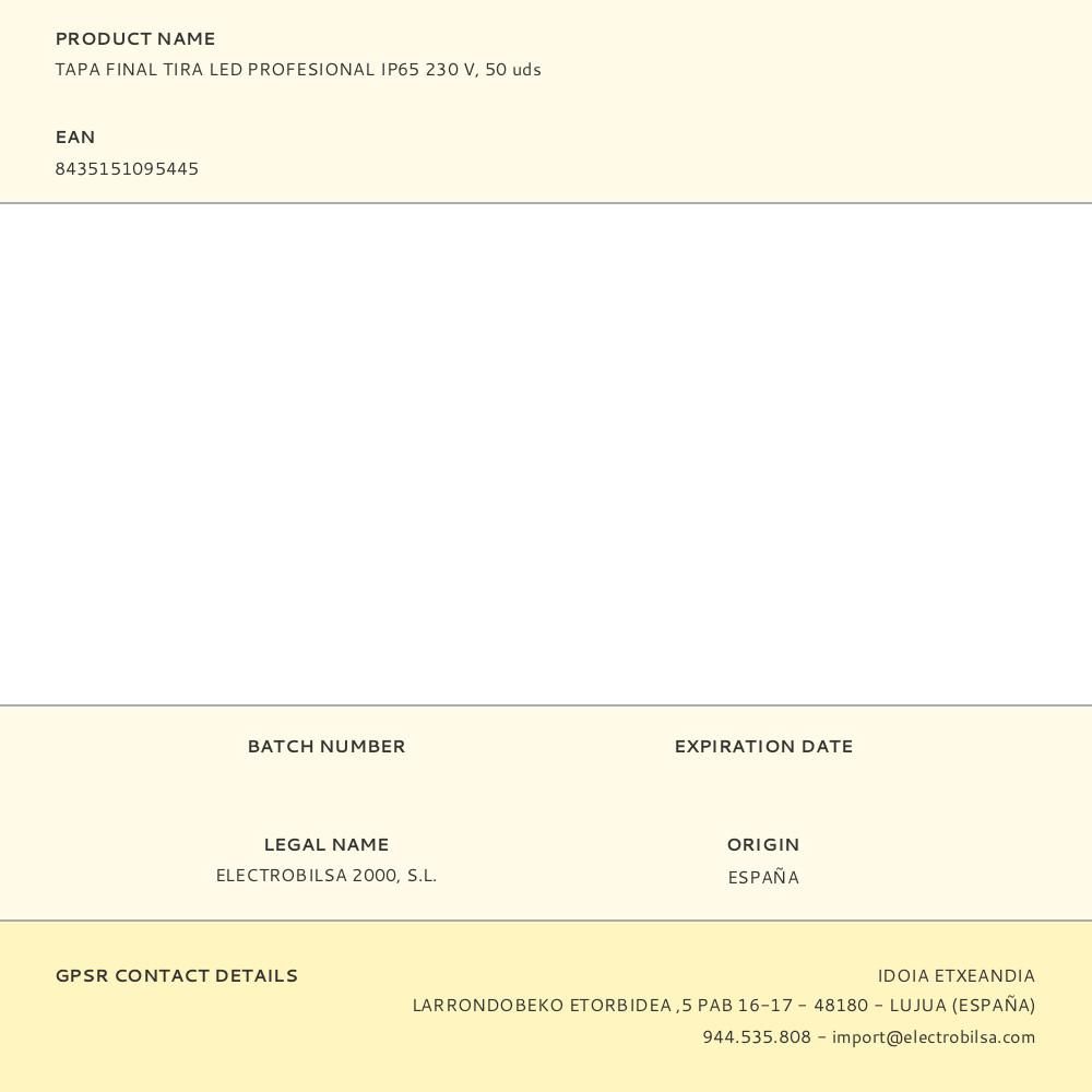 TAPA FINAL TIRA LED PROFESIONAL IP65 230 V, 10 uds gallery 0