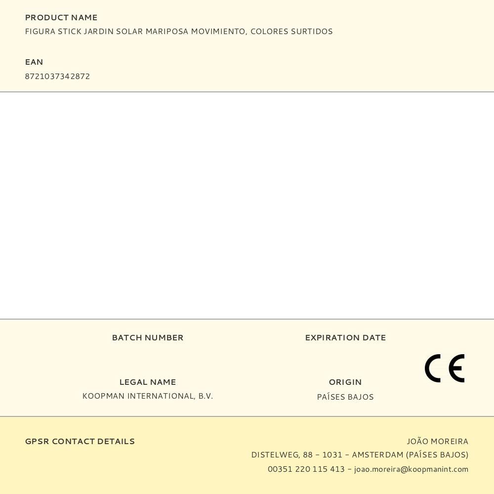 ESTACA SOLAR MARIPOSA CON MOVIMIENTO, COLORES SURTIDOS gallery 0