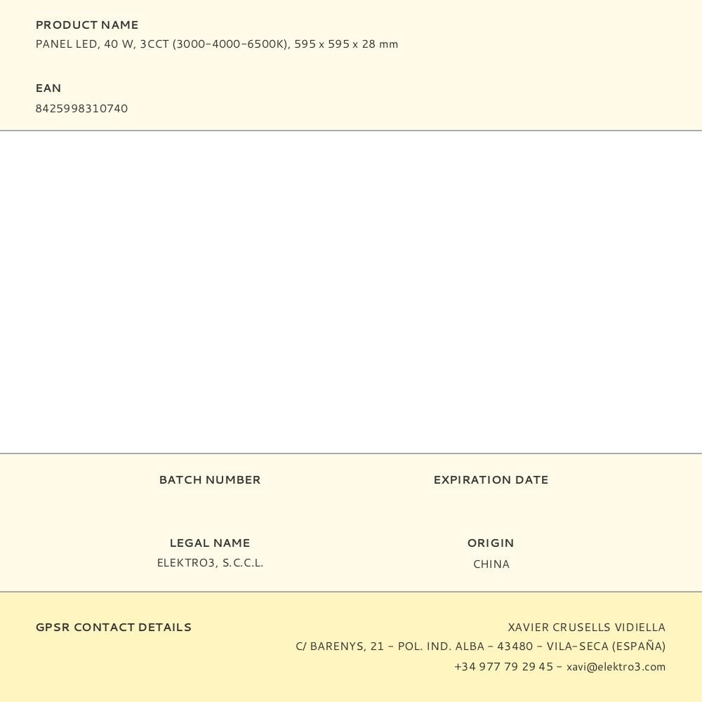PANEL LED, 40 W, 3CCT (3000-4000-6500 K), 4800 lm, 595 x 595 x 28 mm gallery 3
