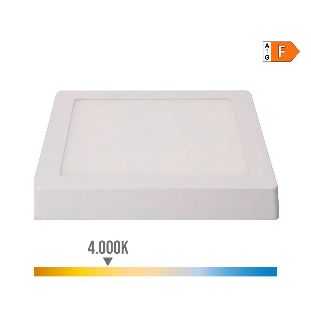 DOWNLIGHT LED SUPERFICIE CUADRADO BLANCO 20 W 1500 lm 4000 K LUZ DIA 22 x 22 x 3 cm