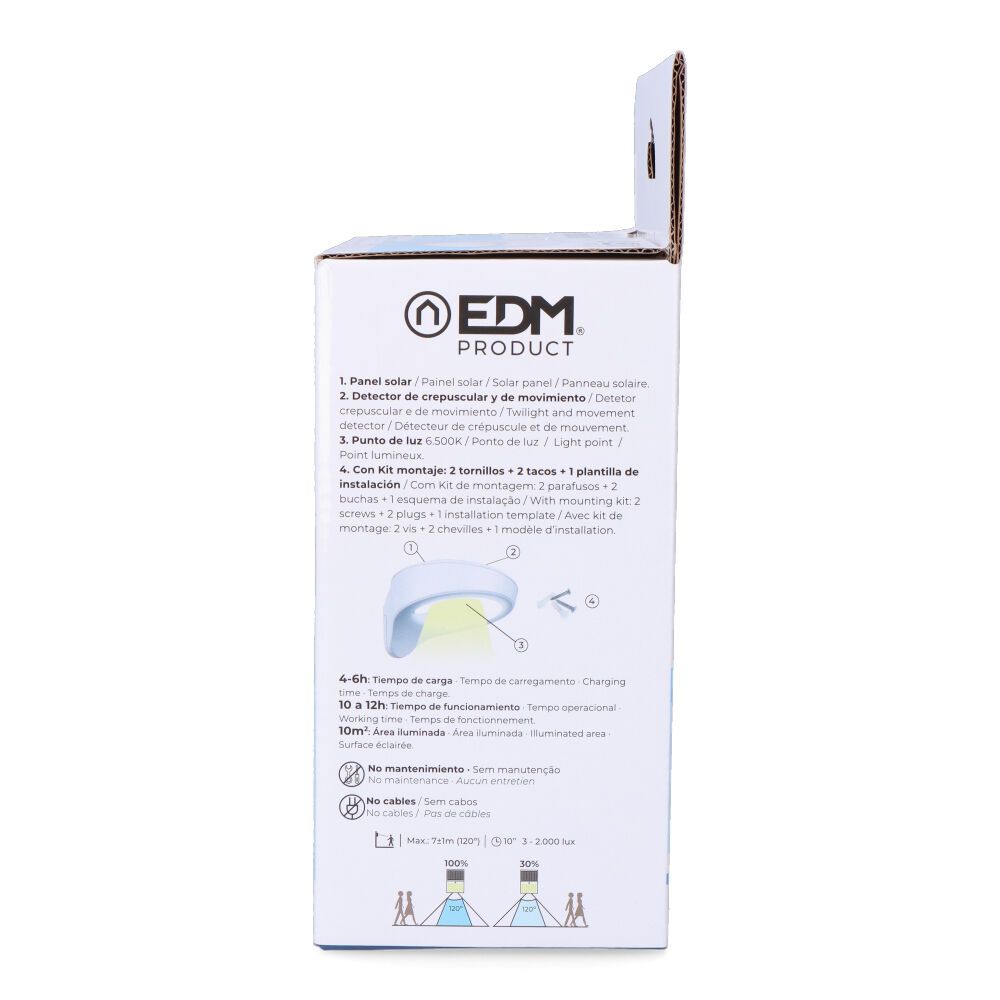 APLIQUE SOLAR 2W 200lm 6500K CON SENSOR COLOR BLANCO EDM gallery 4